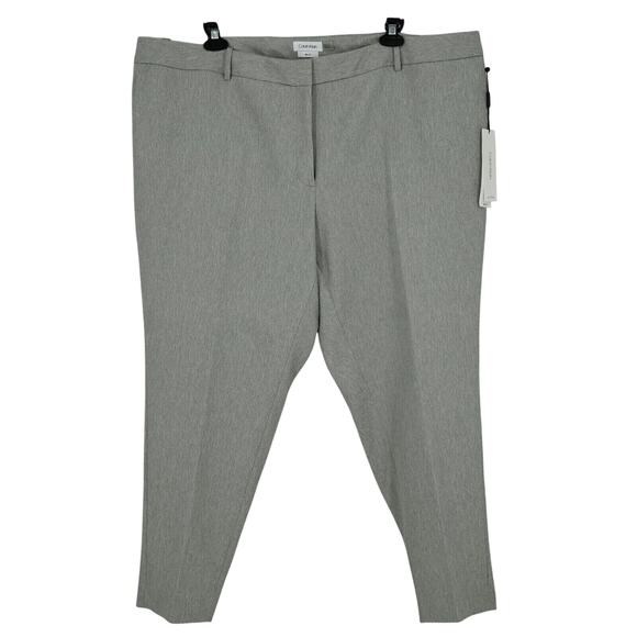 Calvin Klein Dress Pants Plus Size 22W Gray Slim Fit Crop Ankle Career New - Picture 1 of 16